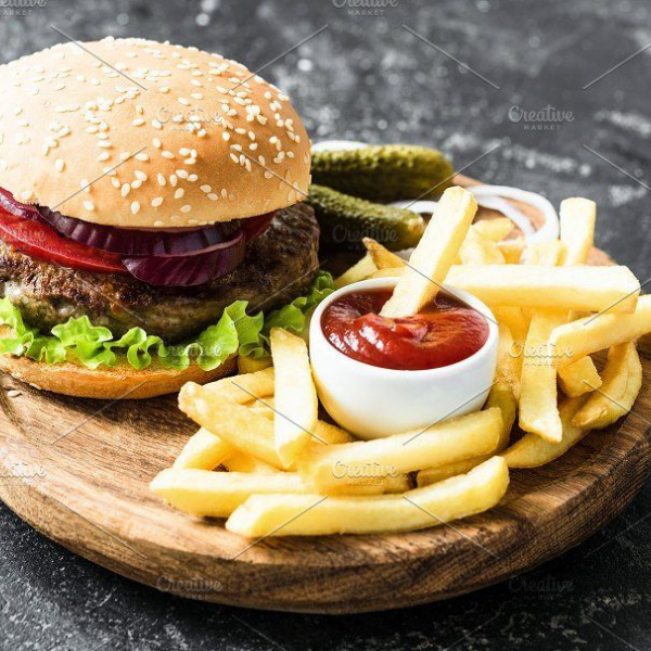 Cheese Burger With Fries